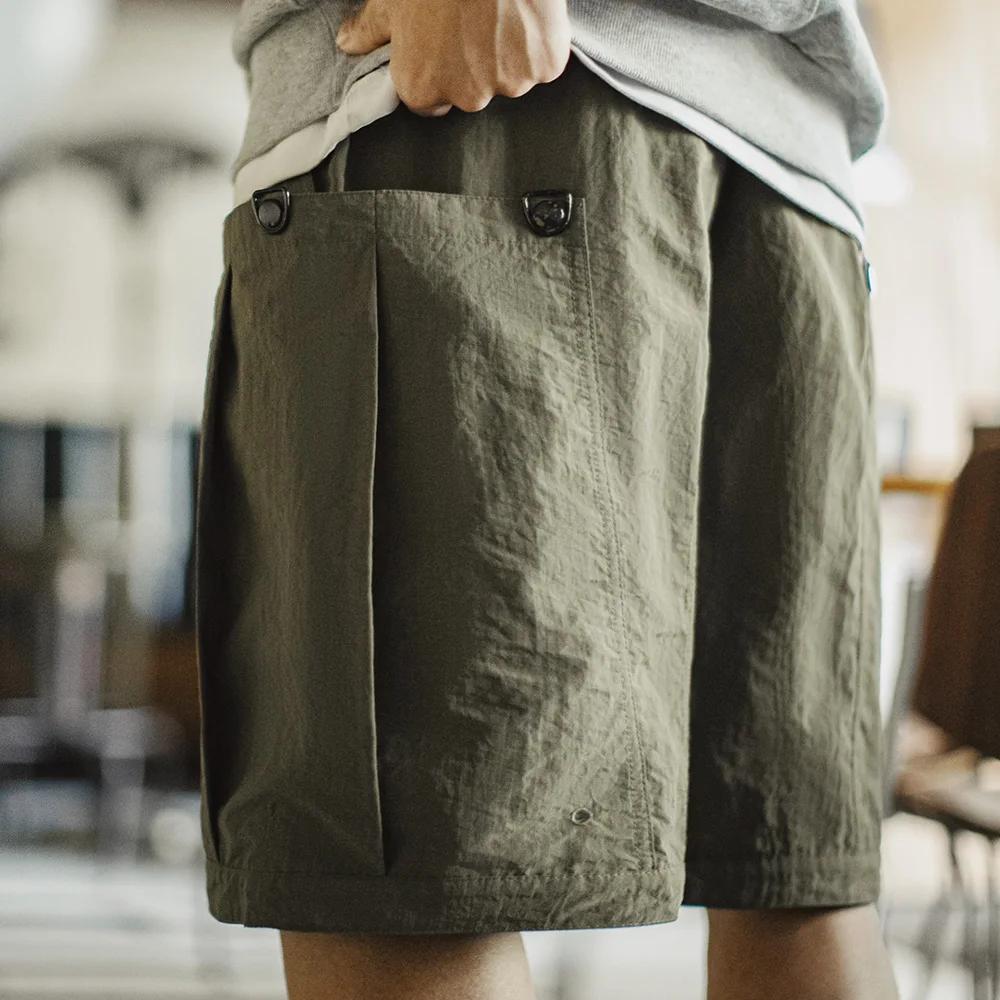 Maden – short vert décontracté avec poches pour hommes, léger, tissé, jambes droites, taille élastiq