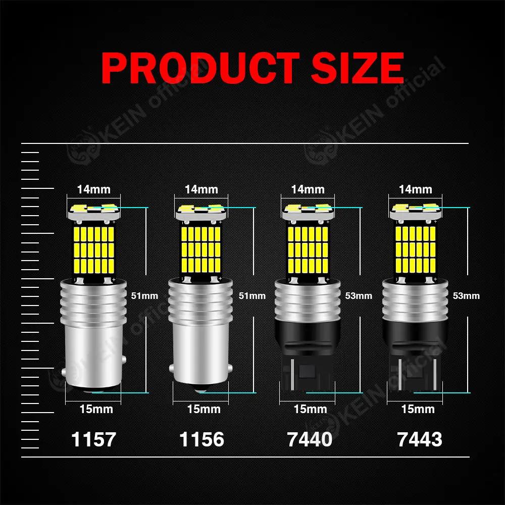 KEIN 2 pièces 7 couleurs P21W 1156 1157 ampoule Led BA15S BAY15D T20 7440 7443 W21W 45SMD 4014 clign