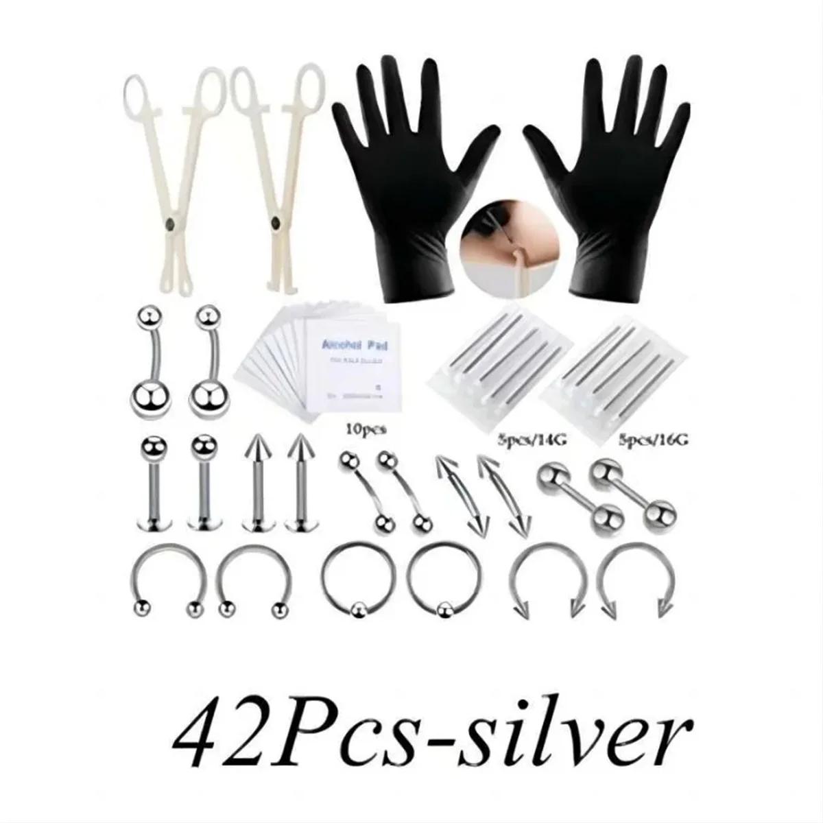 Kit de perçage d'oreille stérile 24/42/84 pièces, pistolet de perçage d'hélice pour Trago de Cartila