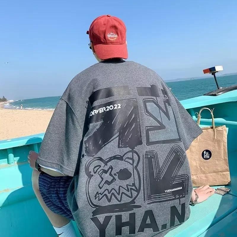 M-8xL printemps hommes T-shirt manches courtes dessin animé Graffiti imprimé mâle femelle Alphabet