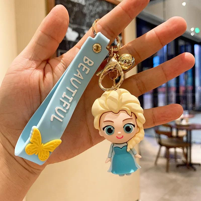 Porte-clés de dessin animé Disney pour enfants, figurine d'anime, Elsa congelée, Anna, OlPG, porte-c