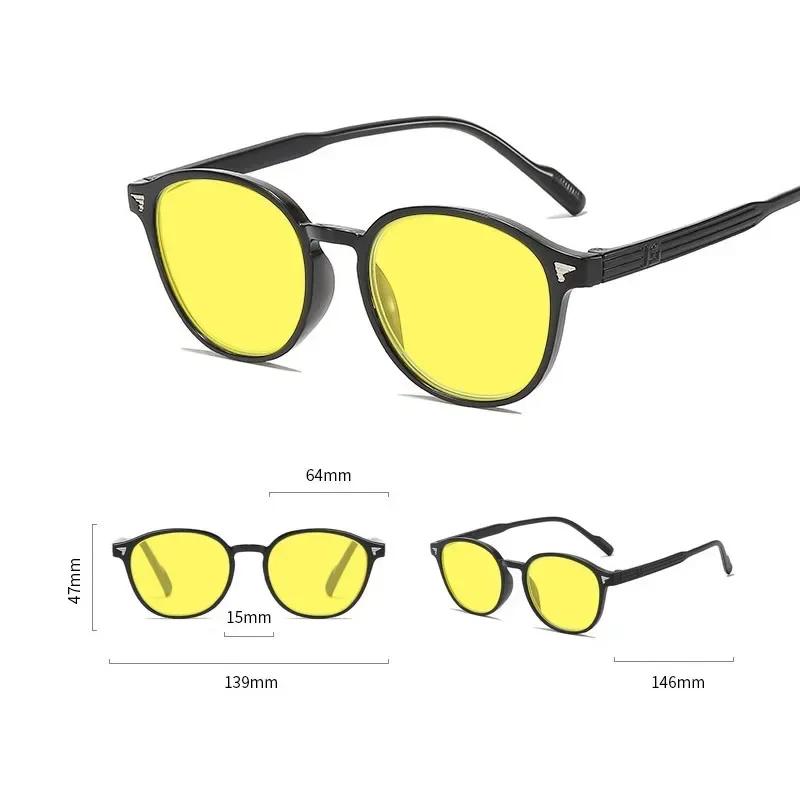 Lunettes de Vision nocturne à lentille jaune à monture ronde pour hommes et femmes, ultralégères, bl