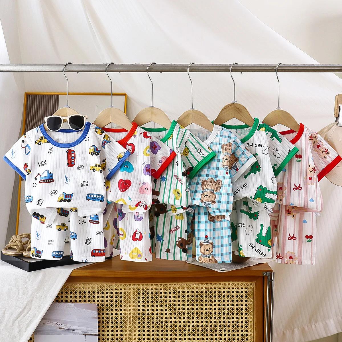 Ensemble de vêtements pour enfants, 2 pièces, T-shirt, costume d'été en coton, Short pour filles, vê