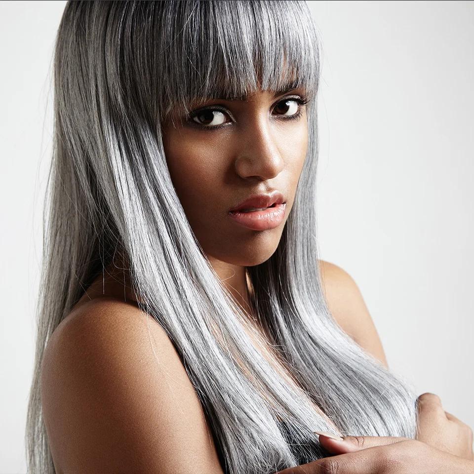 Cheveux élégants brésiliens Double tirage Remy cheveux humains armure courte Yaki droite # 44 # 34 #