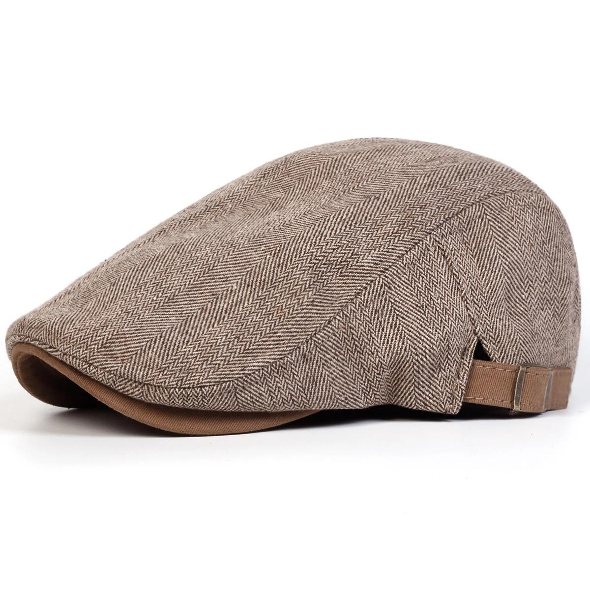 Casquettes de journal rétro à grille à chevrons pour hommes, chapeaux de peintre britannique, casque