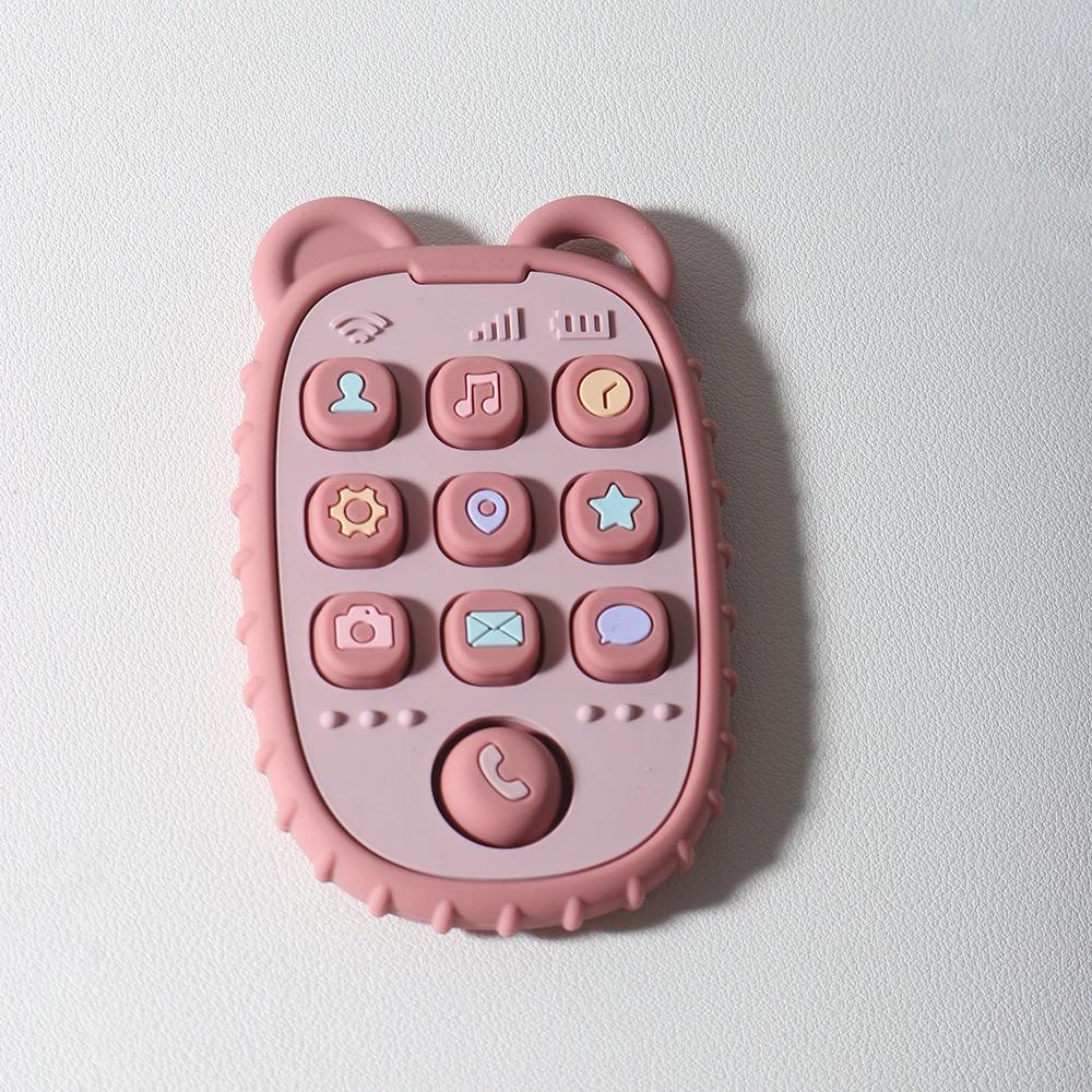 Anneau de dentition en Silicone en forme de téléphone portable pour bébé, jouet éducatif sensoriel p