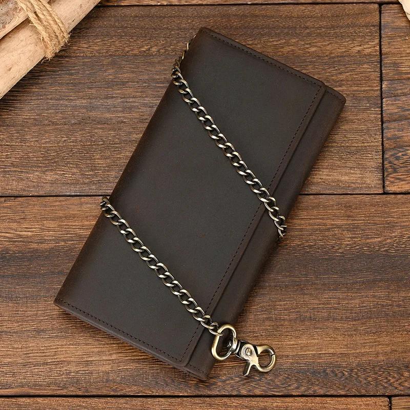 Porte-monnaie à pince en cuir véritable pour homme, portefeuille multi-cartes avec fer JOWrist, port
