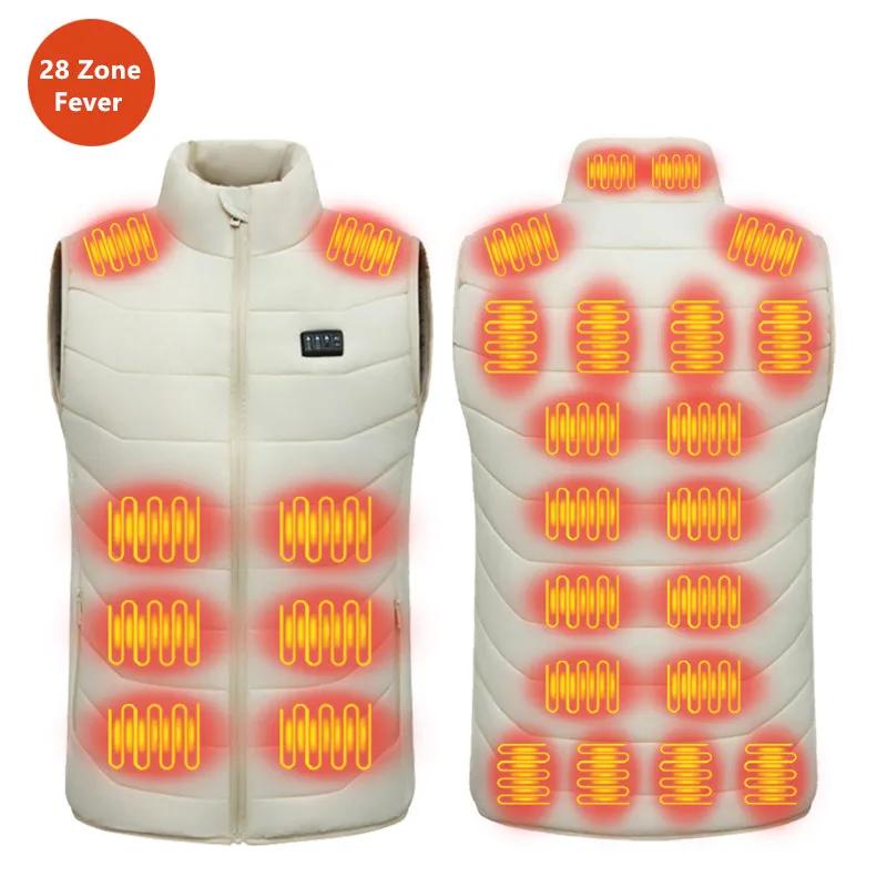 Nouveau ample décontracté col montant hiver 28 zones gilet chauffant Intelligent hommes femmes chaud