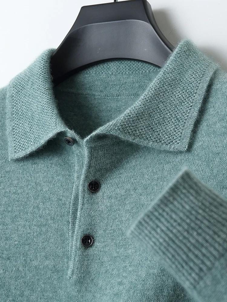 Mode automne hiver nouveau pull en cachemire hommes 100% laine mérinos pull décontracté ample POLO t