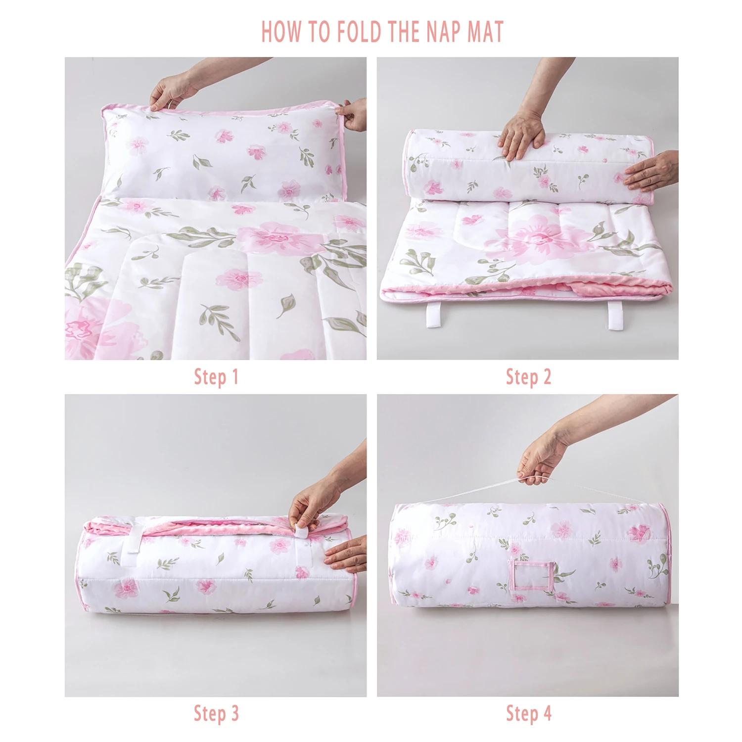 Tapis de couchage en polymères personnalisés pour la sieste des tout-petits avec oreiller, literie C