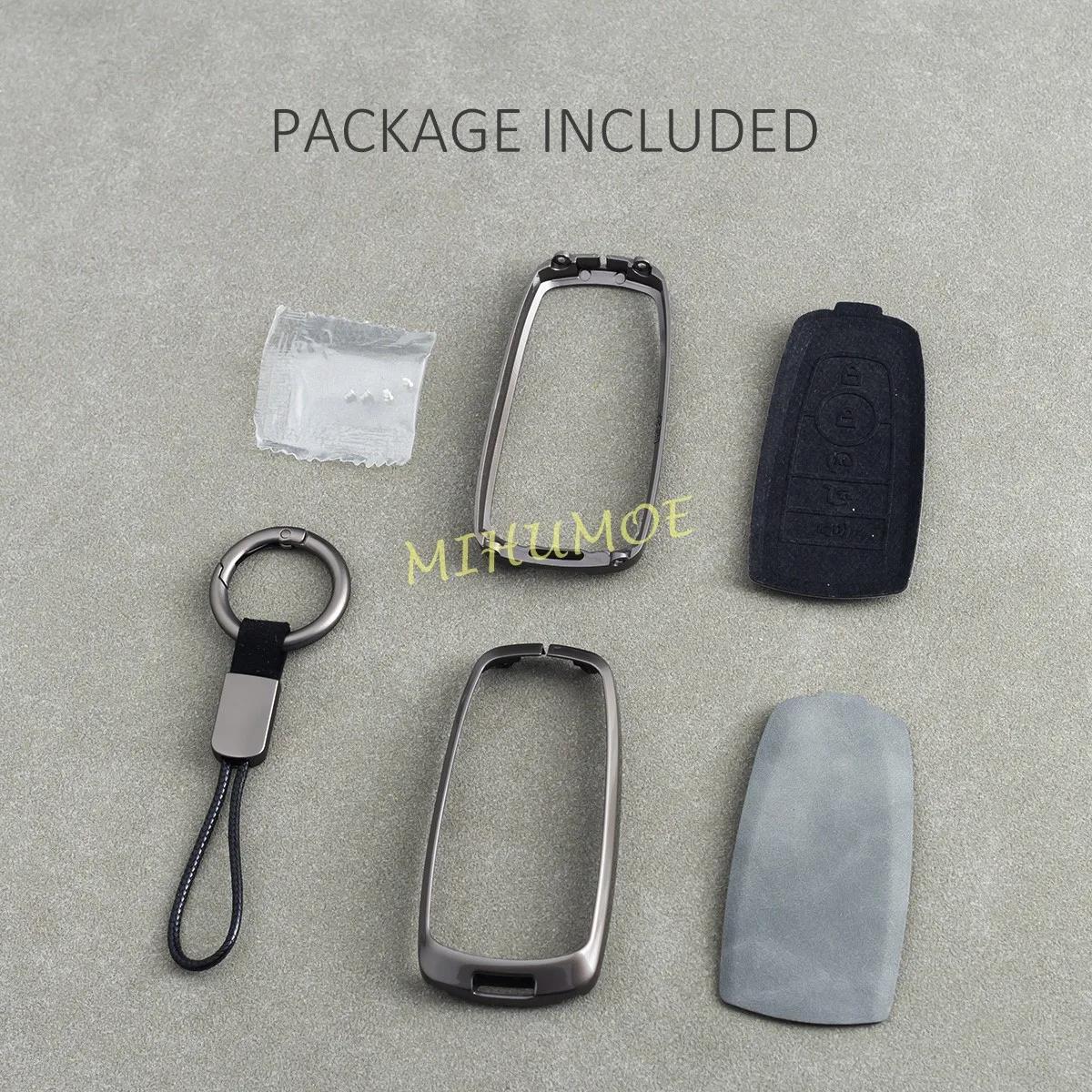 Porte-clés de voiture en métal et cuir, housse pour Ford Escape Explorer Ecosport Kuga Bronco Sport 