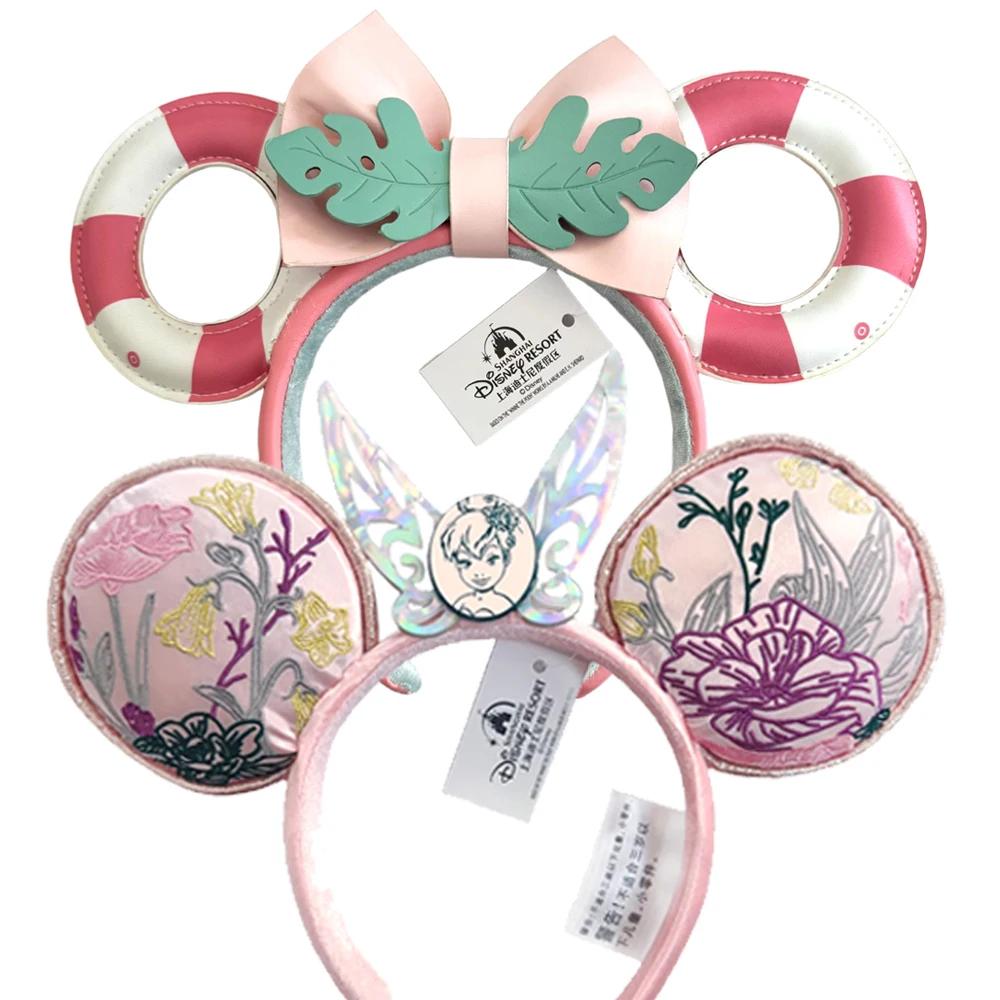 Nouveau serre-tête Disney Minnie Mouse avec oreilles brodées roses, petite clochette, pour cosplay d