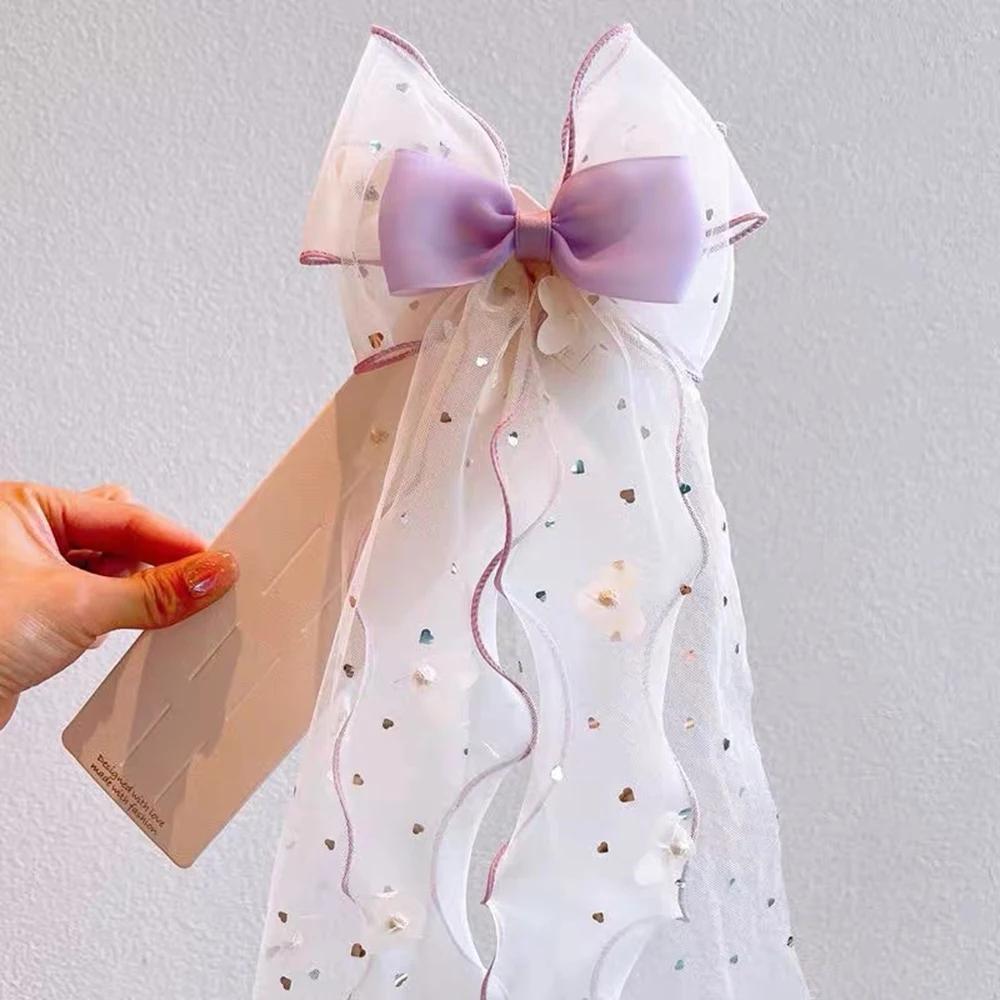 Accessoire pour cheveux avec nœud en maille, pince à cheveux princesse douce pour enfants, pince sup