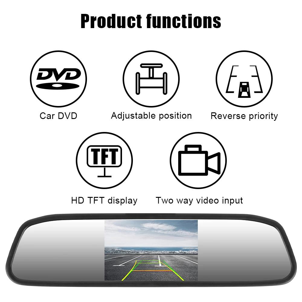 Caméra de recul pour lecteur de voiture 12V, rétroviseur intérieur, moniteur de stationnement, écran