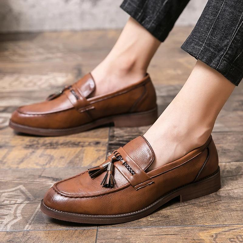Mocassins décontractés pointus pour hommes, chaussures à franges ald-on, l'offre elles de boeuf, cha