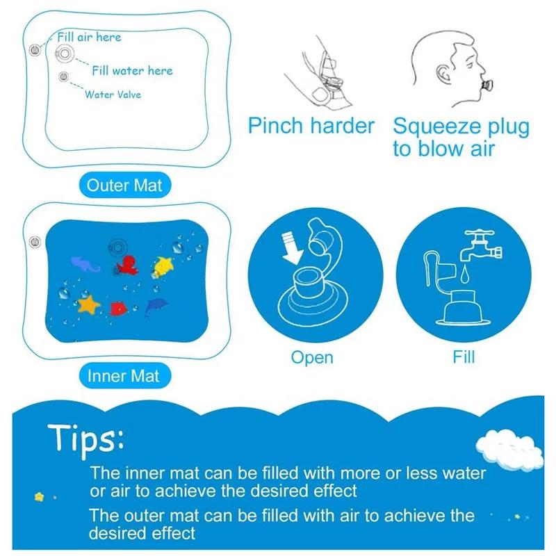Tapis de jeu d'eau pour bébé, coussin gonflable en PVC pour nourrissons, temps du ventre, coussin d'