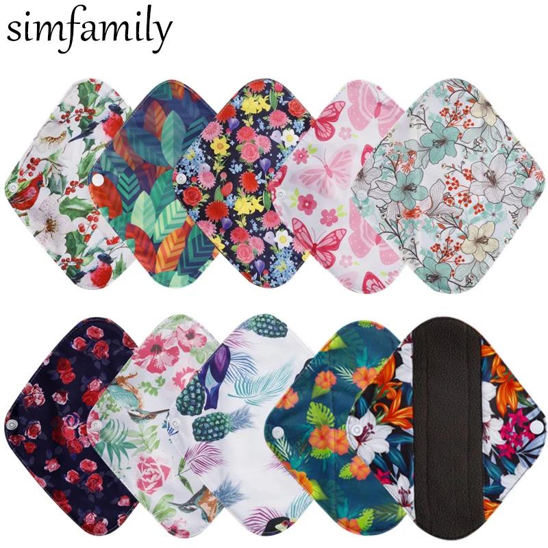 Serviettes hygiéniques réutilisables charbon bambou 10 pièces - Doublure lavable maternité et règles