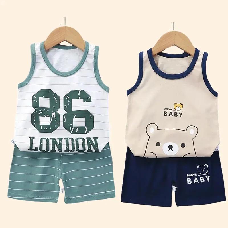 Ensemble de vêtements d'été en coton émaillé pour enfants, Économie et shorts pour bébés, haut en fi