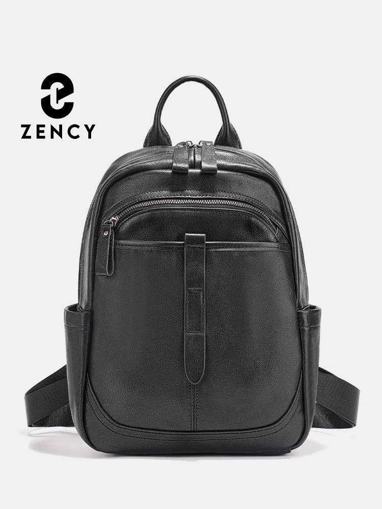 Zency – sac à dos en cuir véritable 100% pour femmes, grande capacité, pour les déplacements, les vo