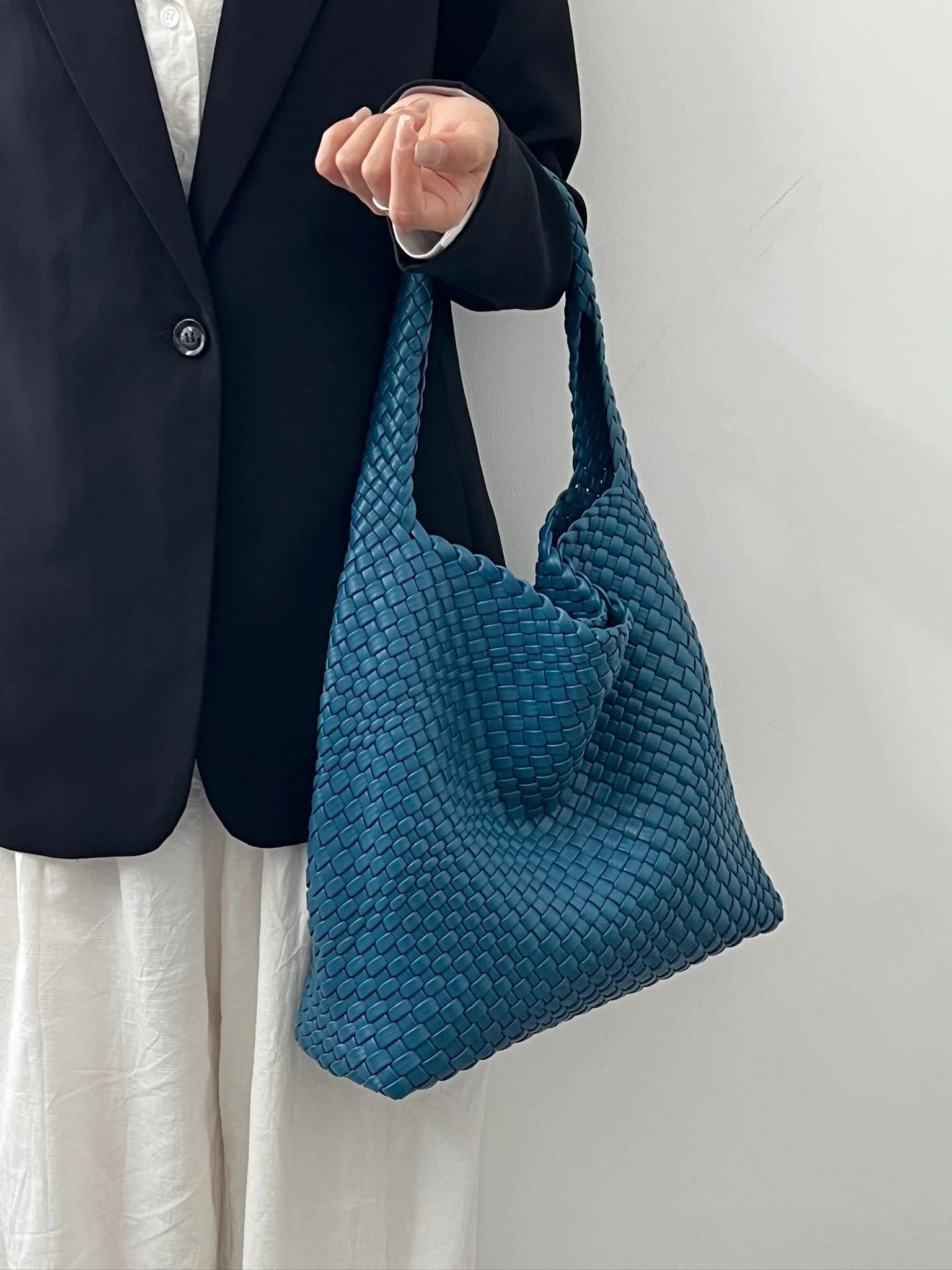 Sac à bandoulière en cuir PU pour femmes, sac sous les bras tissé en tissu doux, tendance, Style eur