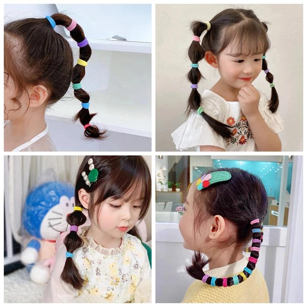 100 pièces coloré de base en Nylon élastique bandeau pour fille queue de cheval tenir Scrunchie élas