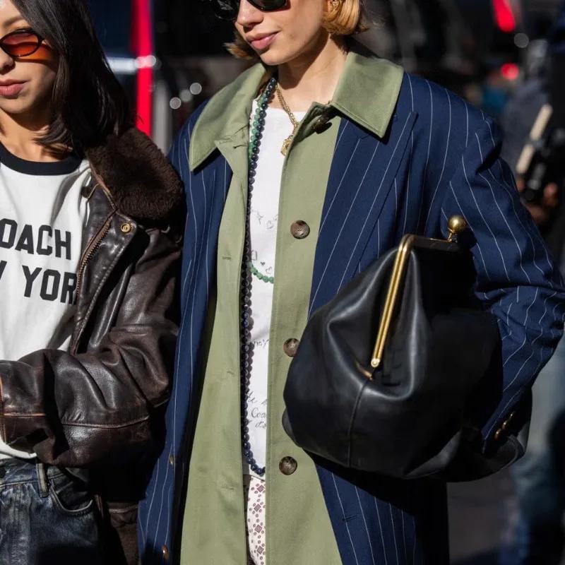 Grands sacs à main à clip pour femmes, marques célèbres, styles de podium, cadre à fermoir à pressio