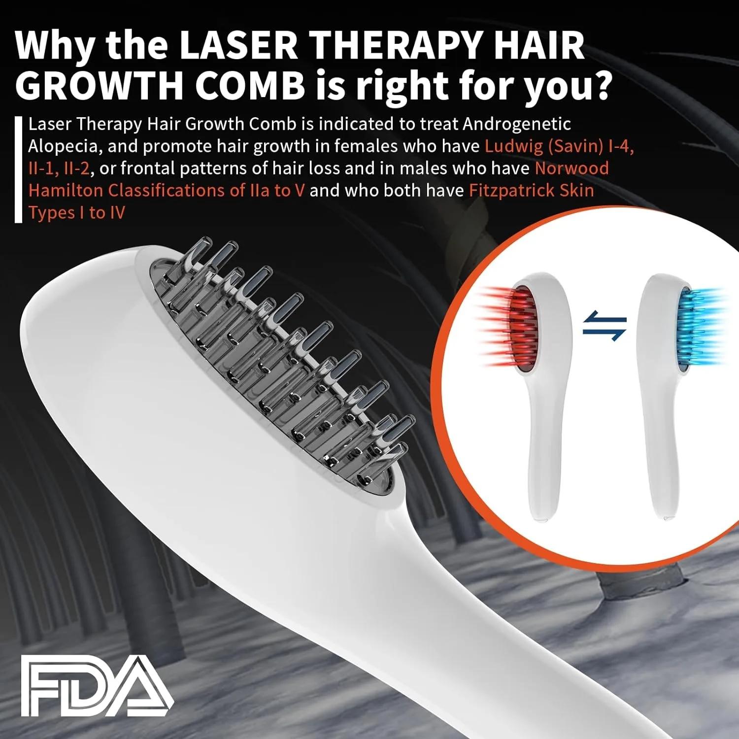 Peigne Laser Électrique pour la Croissance des Cheveux, Thérapie Anti-Perte de Cheveux, Infrarouge 6