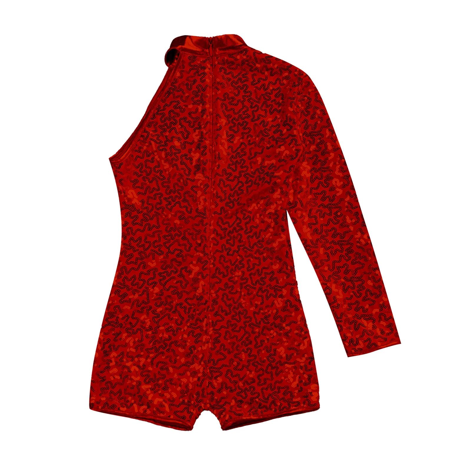 Justaucorps gymnastique filles asymétrique - Combinaison paillettes danse ballet et biketard