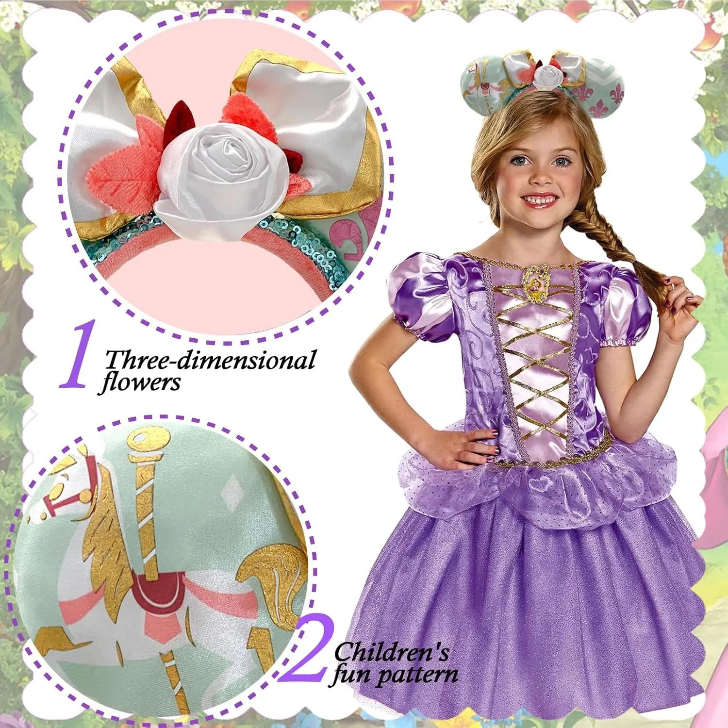 Disney-Bandeau de sauna d'oreille de souris, nœud de cheveux à paillettes, cosplay de fête, vêtement