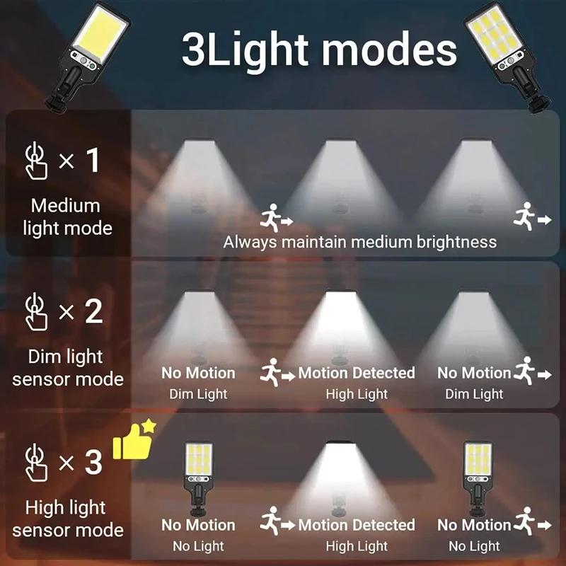 Applique murale solaire sans fil avec détecteur de mouvement, lampadaires extérieurs, sécurité, 3 mo