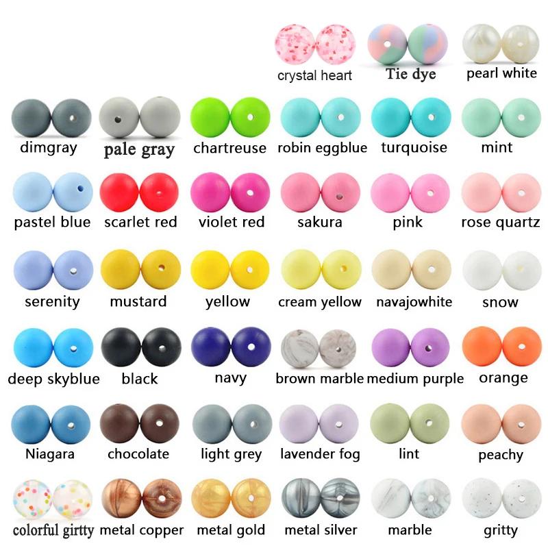 LOFCA 12mm 100 pièces perles de Silicone anneau de dentition rond bébé collier d'allaitement attache