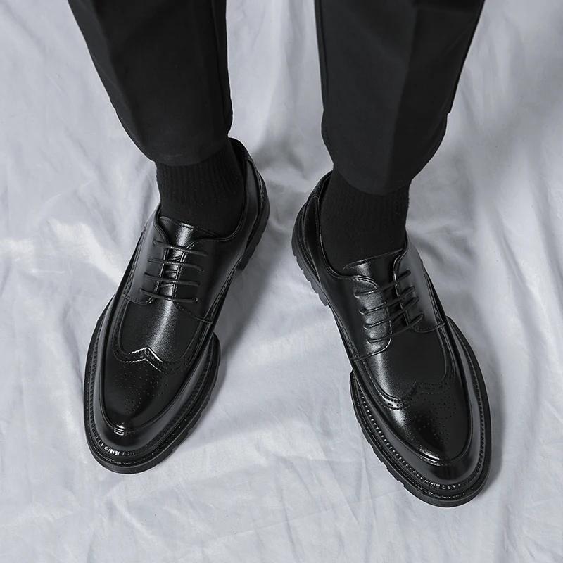 Chaussures en cuir à lacets pour jeunes hommes, chaussures d'affaires formelles, chaussures de maria