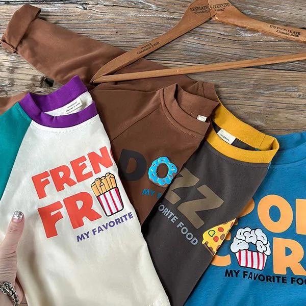 UNITIM enfants contraste T-shirt conception dessin animé à manches longues bébé garçons hauts printe