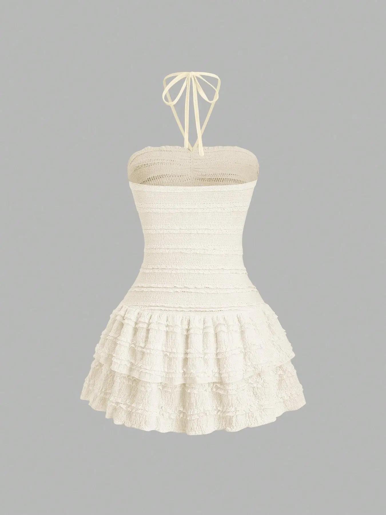 Mini jupe en tissu à haute élasticité pour femmes, couleur unie, décolleté dos nu, avec ourlet, Desi