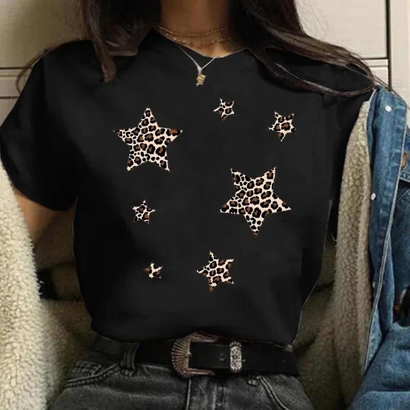 Momlife – t-shirt manches courtes col rond femme, ample, tête de mort, imprimé léopard