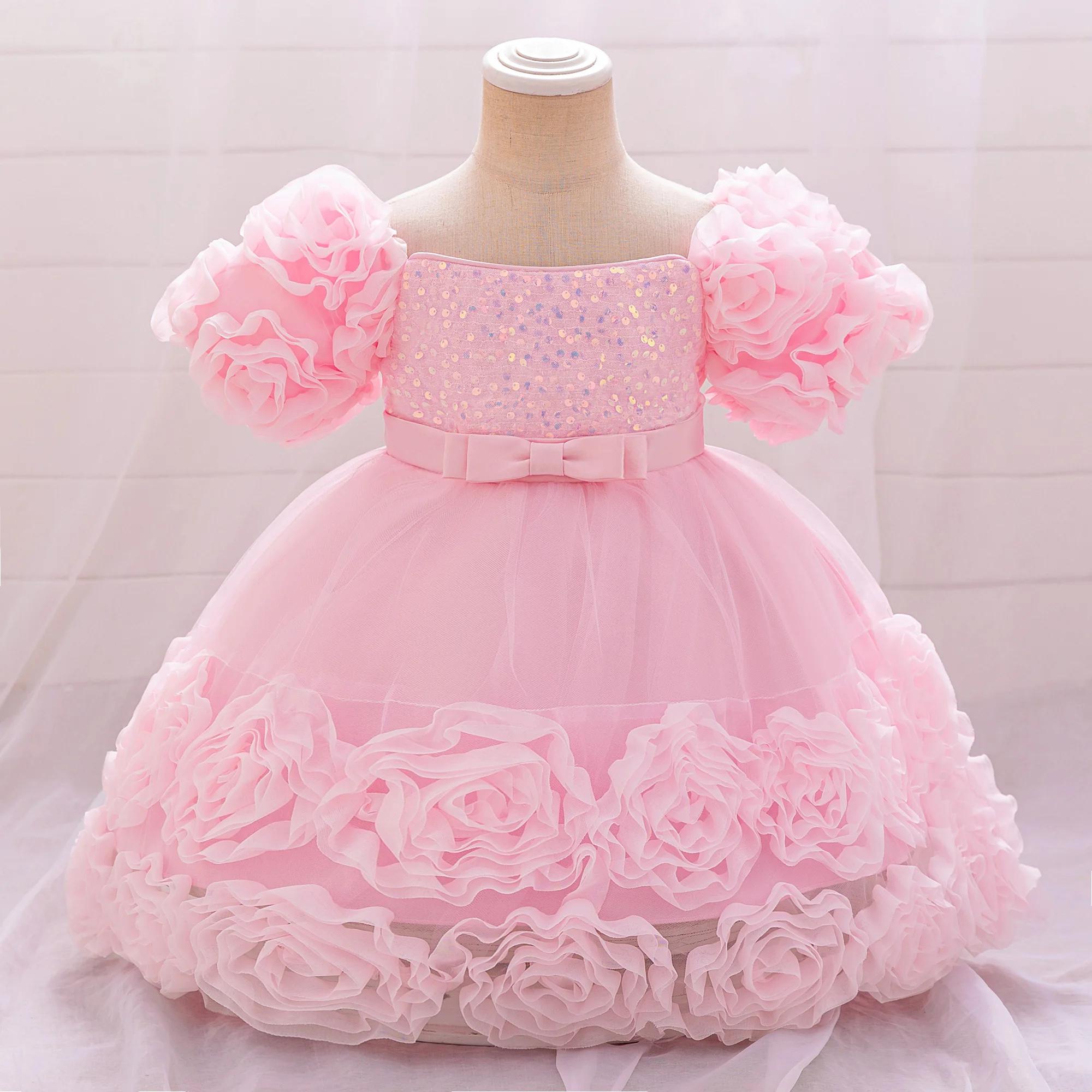 Robe fleurs paillettes petite fille - Tenue de soirée formelle pour mariage et Noël