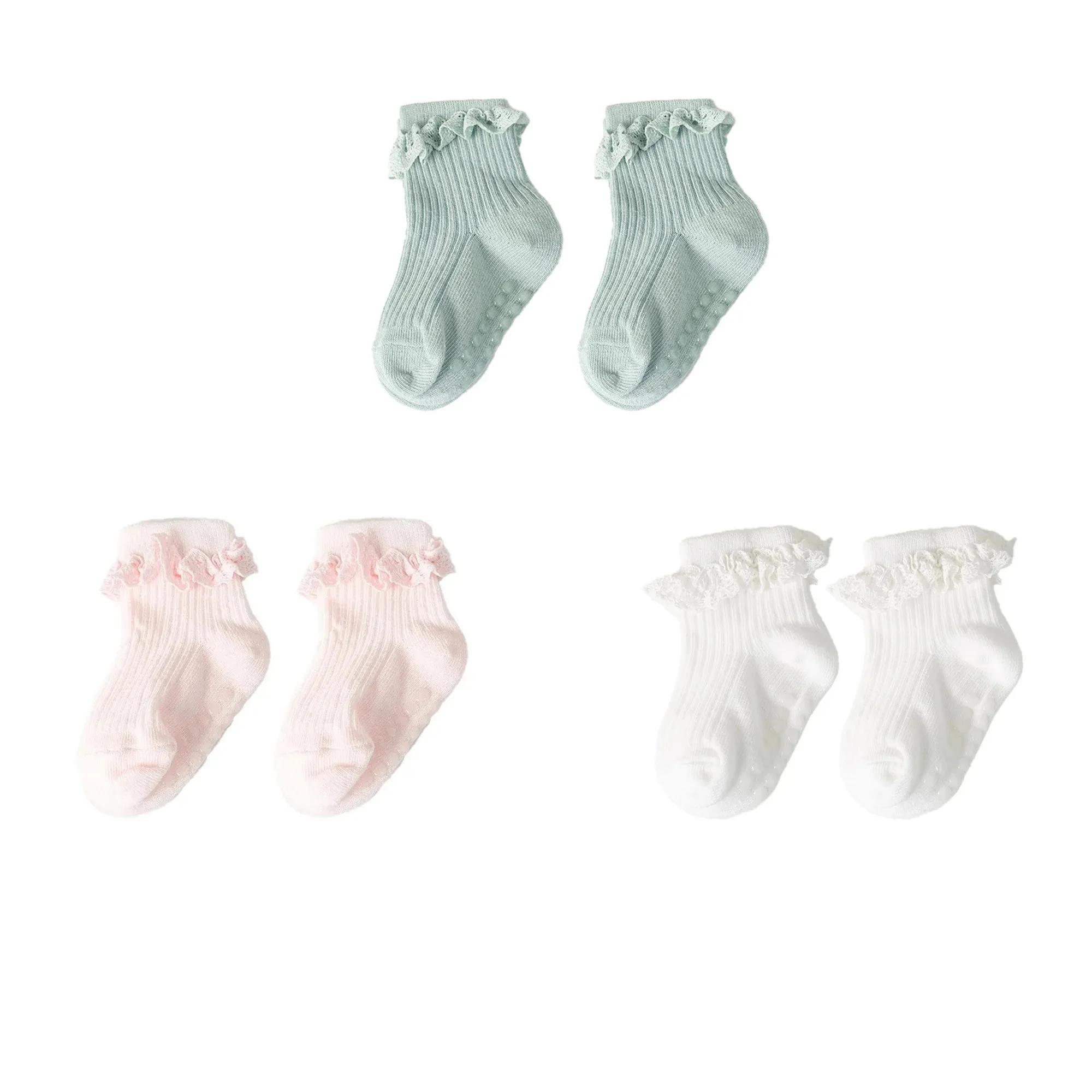 1/3/4/5 paires coton couleur Pure enfant en bas âge fille dentelle chaussettes infantile bébé filles