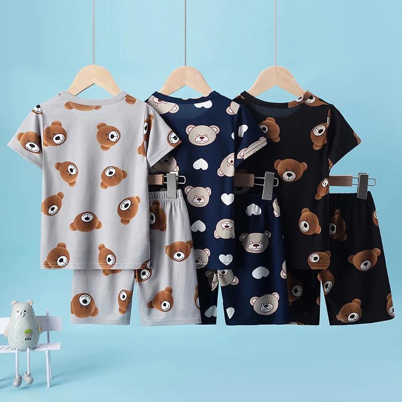 Short décontracté à manches courtes pour enfants, mignon, service à domicile, imprimé ours Joker, co