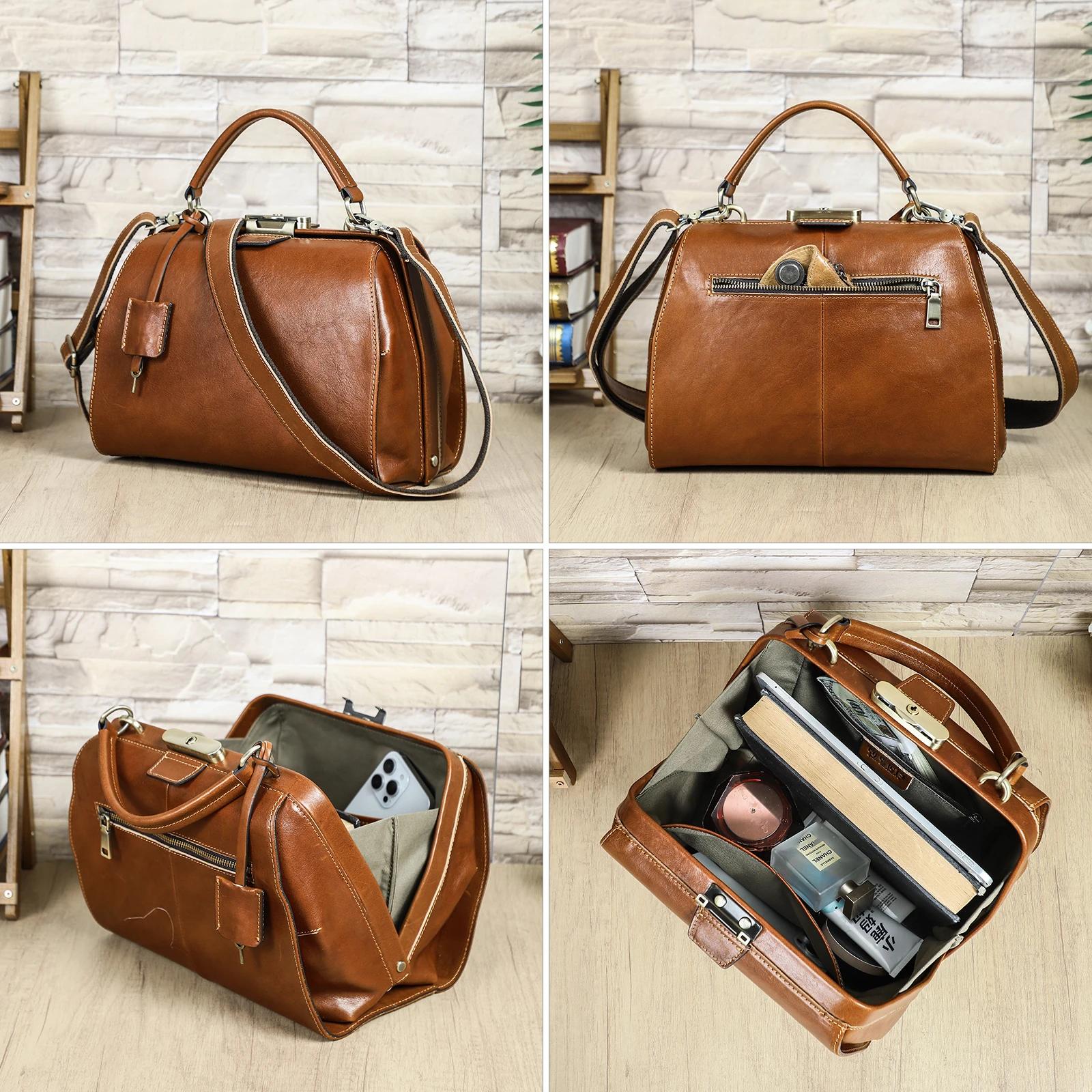Sacs de médecin en cuir véritable CONTACT'S pour femmes, sacs à bandoulière de luxe de créateur, sac