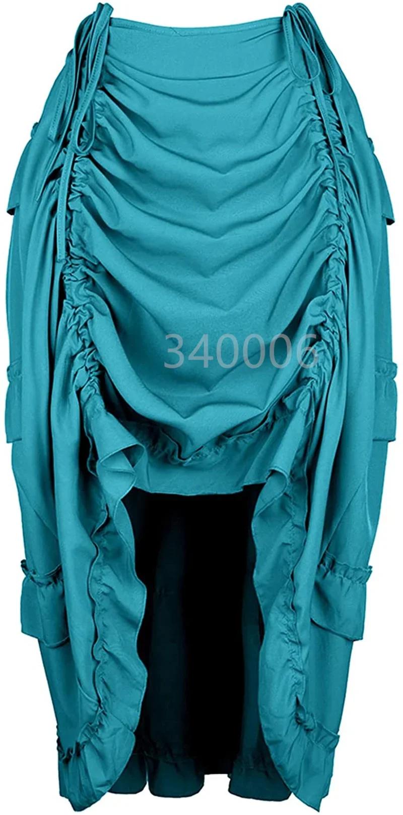 Steampunk femmes jupes gothique irrégulière froncée plissée fête Maxi jupe longue haute basse Costum