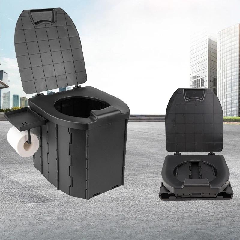 Toilettes portables pliantes avec couvercle, pour adultes et enfants, pour voiture, plage, randonnée
