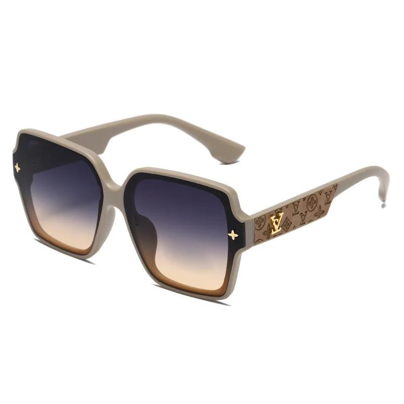 Lunettes de soleil à monture carrée pour femmes, Protection UV de luxe, grande monture assortie avec