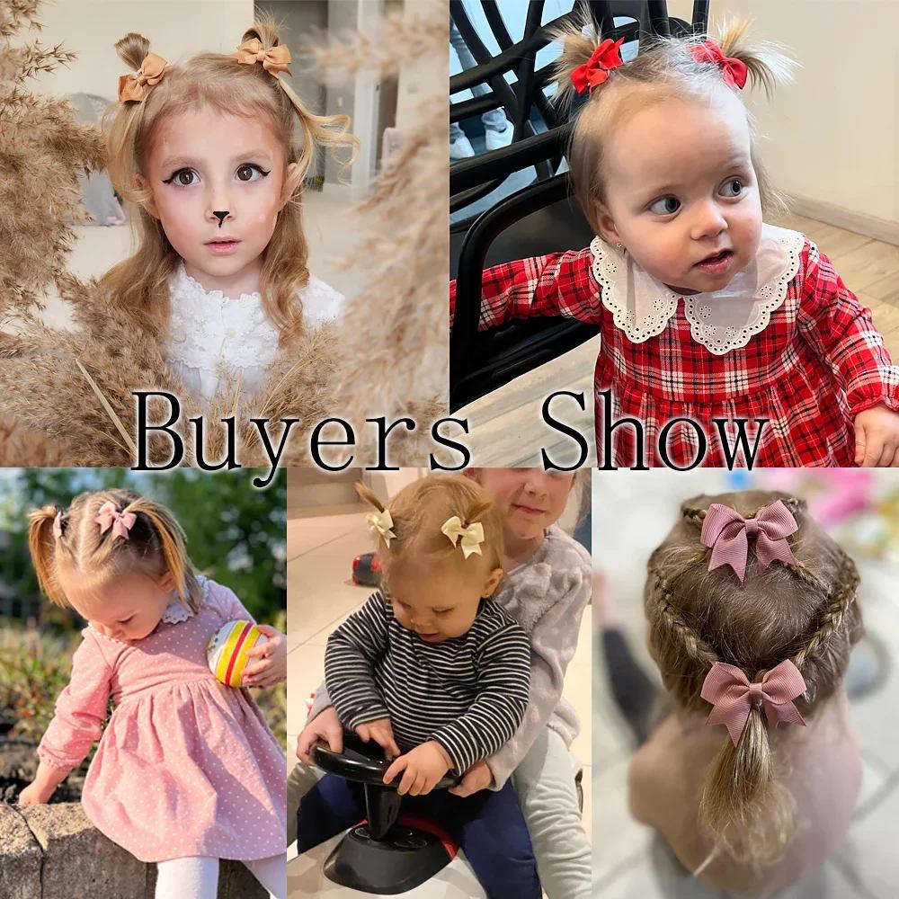 Pinces à cheveux avec nœuds pour enfants, couleur unie, pour bébés filles, ruban fait à la main, épi