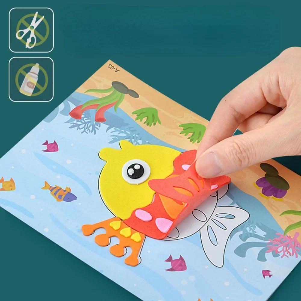 10 pièces 3D EVA mousse autocollant Puzzle jeu bricolage dessin animé animaux artisanat jouets enfan