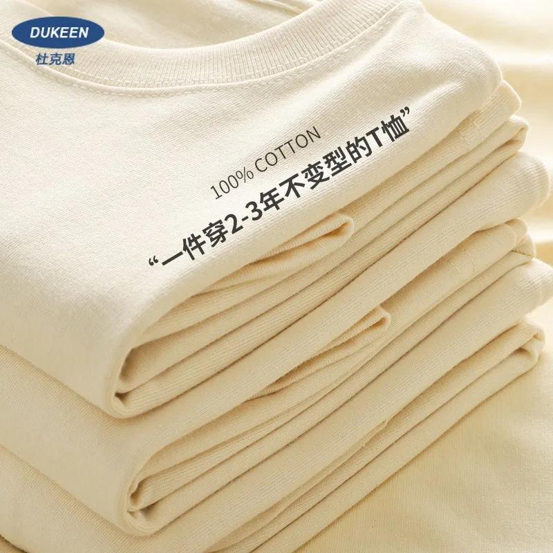 Dudiets-T-Shirt à Manches Courtes en Coton pour Homme, Vêtement Décontracté, Couleur Unie, 280gsm, 1