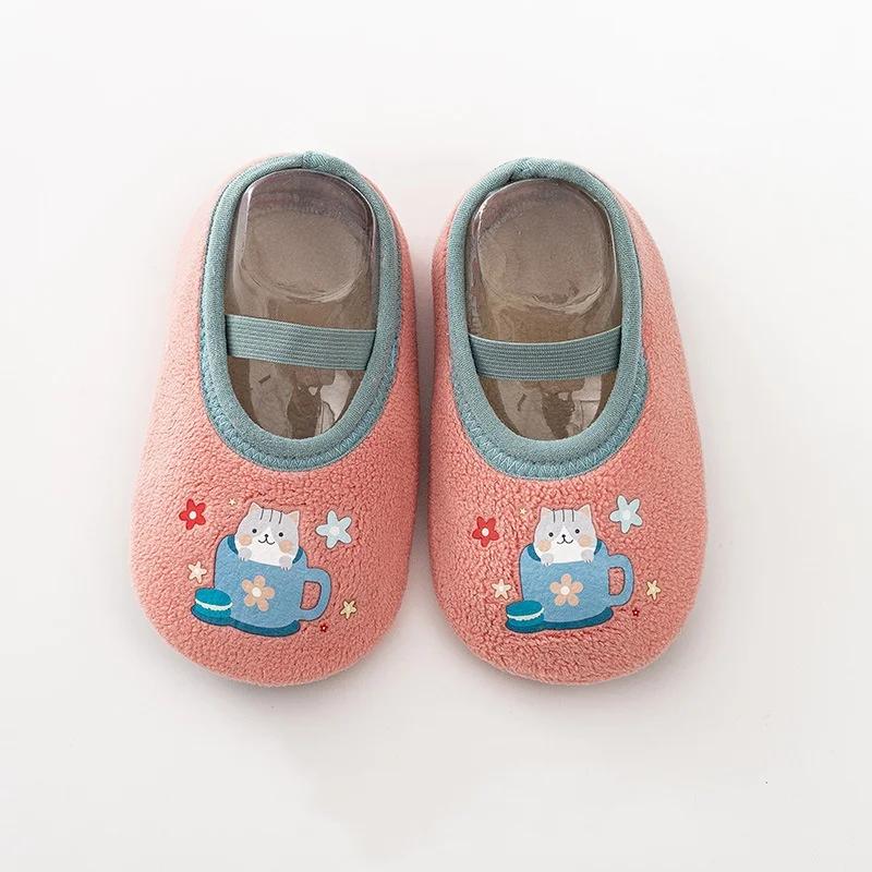 Chaussures antidérapantes pour nouveau-né garçon et fille, pantoufles d'hiver pour intérieur et exté