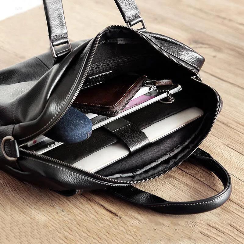 Sac à main d'affaires en cuir de vache de haute qualité pour hommes, sac à bandoulière 100% mallette