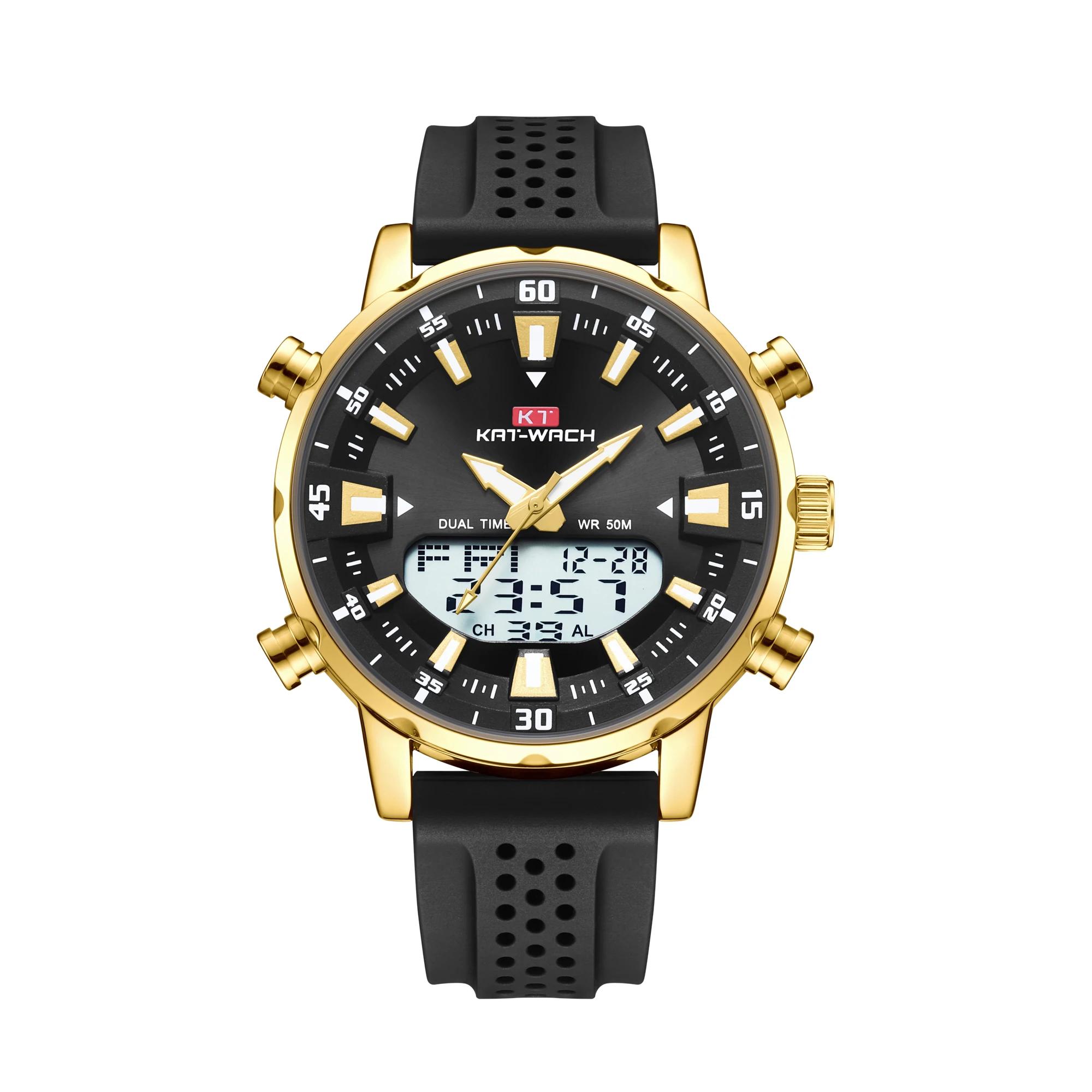Kat-Wach-Montre à quartz étanche pour homme, originale, automatique, de haute qualité, noire, cadeau