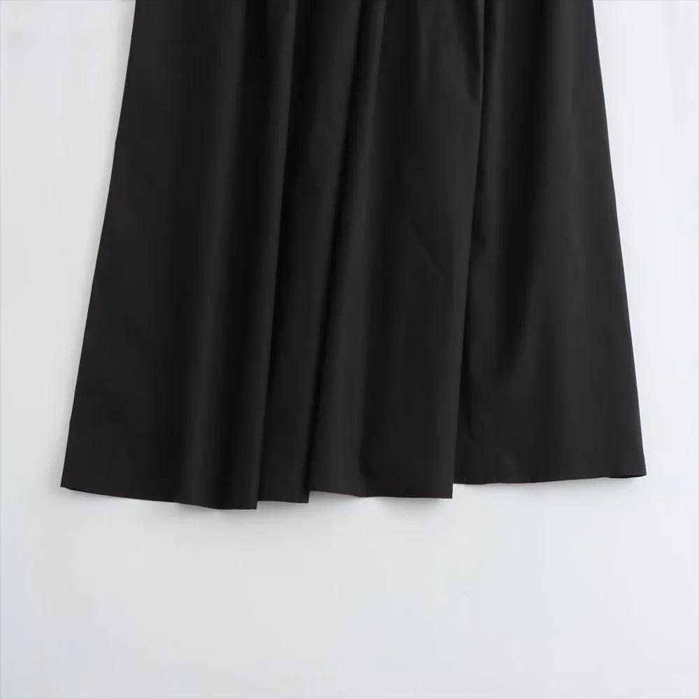 Mooyufon 2025 tempérament femme polyvalent ample et décontracté couleur unie jupe taille haute longu