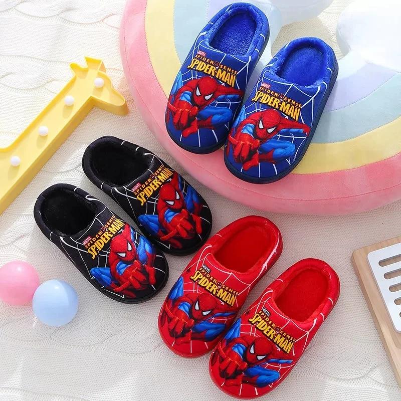 Chaussons Spider-man Disney coton enfants - Style mode chaud hiver intérieur garçons pantoufles